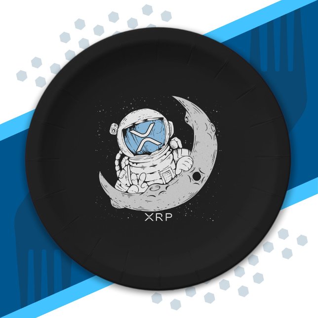 Plato De Papel Crypto Meme XRP Criptocurrency Cute Astronaut Moon (Subido por el creador)