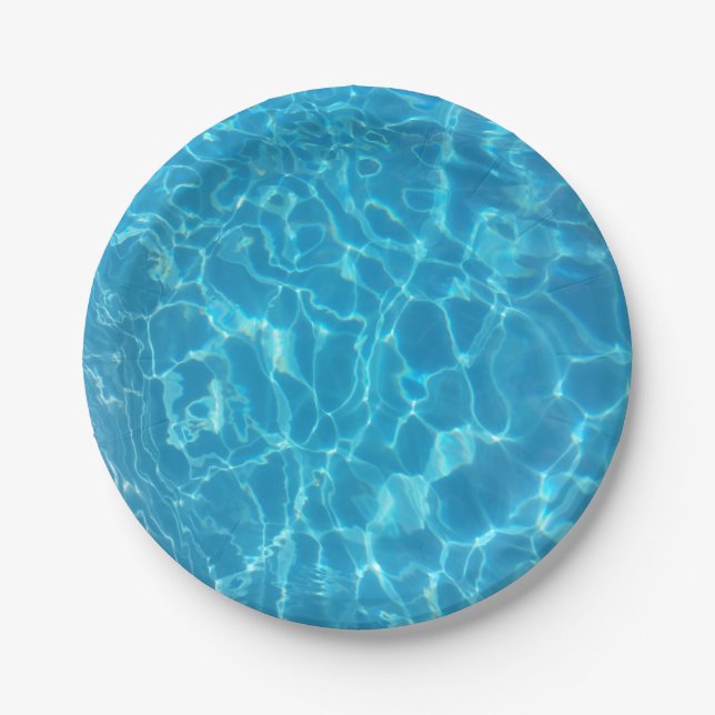 Plato De Papel Crystal Clear Sky Blue Pool Water (Anverso)
