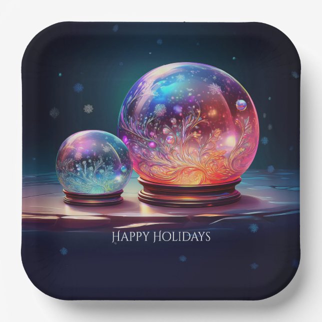 Plato De Papel Crystal Snowballs Holiday Paper Plate (Anverso)