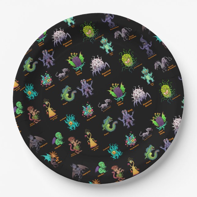 Plato De Papel Cthulhu Lovecraft Mitos Cónicas Bestias (Anverso)