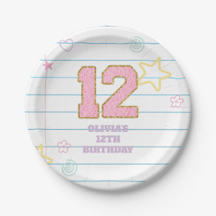 Plato De Papel Cuaderno de notas con parches pastel preppy de la 