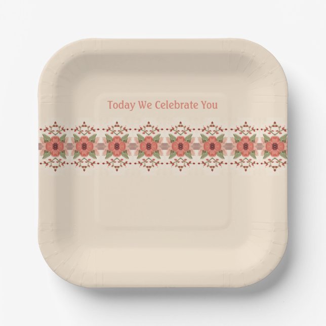 Plato De Papel Cuadrado con estilo formal (Anverso)