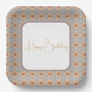 Plato De Papel Cuadrado con motivos florales de Peach