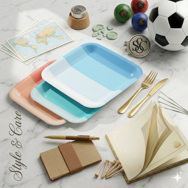 Plato de papel cuadrado de 9" personalizable para  (Customizable 9 Square Paper Plate for Events)
