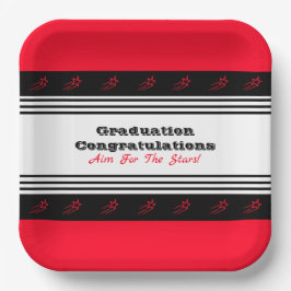 Plato De Papel Cuadrado De Banda Negra Y Blanca