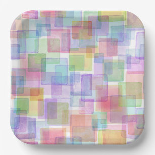 Plato de Papel Cuadrado de Colores Surtidos