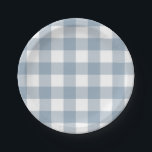 Plato De Papel Cuadrado de Cuadro de Búfalo Gris Azul Rústico de<br><div class="desc">Personalice con cualquier texto. Están disponibles artículos coincidentes.</div>