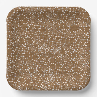 Plato de papel cuadrado de damasco dorado