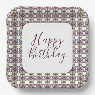 Plato De Papel Cuadrado de Diseñador con patrones florales