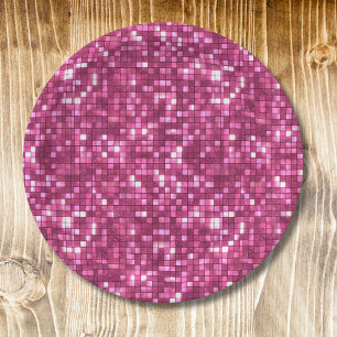 Plato De Papel Cuadrado de estilo disco rosa caliente de San Vale