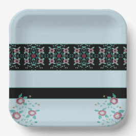 Plato De Papel Cuadrado del diseñador floral