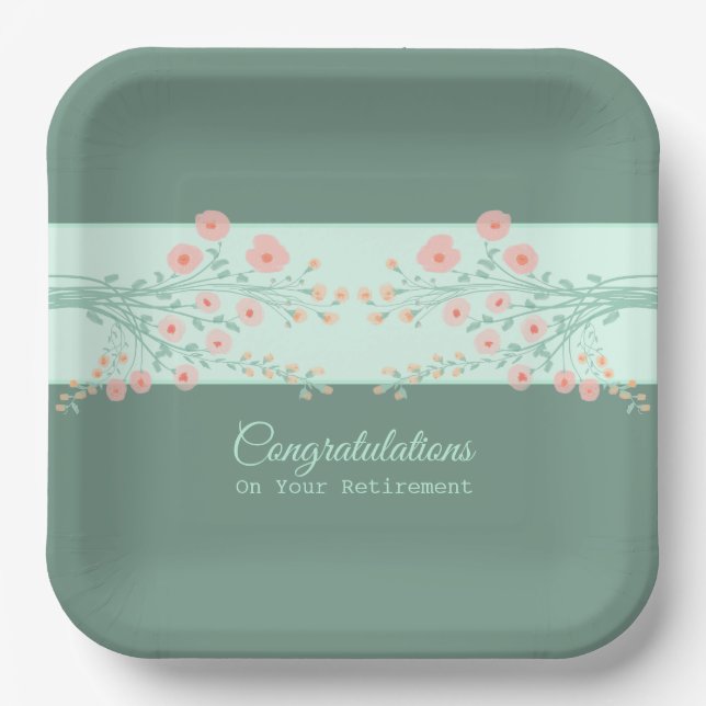 Plato De Papel Cuadrado floral artístico elegante (Anverso)