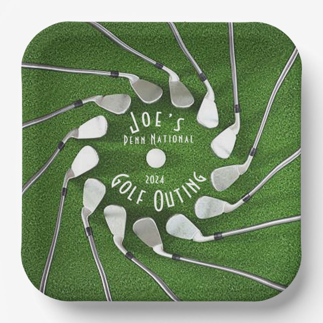 Plato de Papel Cuadrado para Salida de Golf (Anverso)
