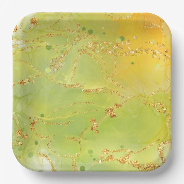 Plato de papel cuadrado paraíso tropical (Anverso)