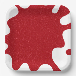 Plato de Papel Cuadrado Rojo de Tomate de Salpicad