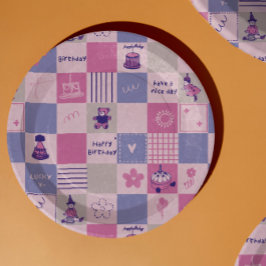 Plato De Papel Cuadrados de Cumpleaños Lindos – Patrón moderno Ro