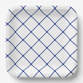 Plato De Papel Cuadrícula azul (en ángulo)