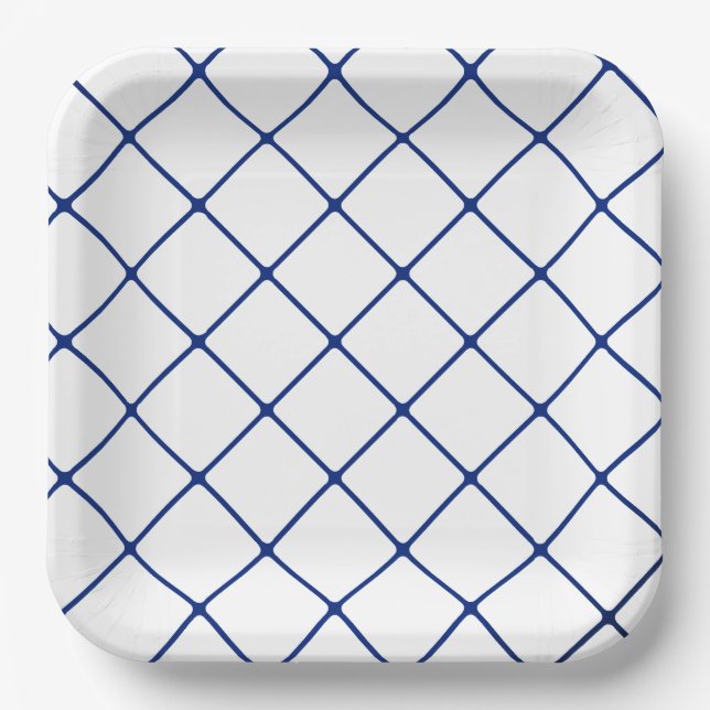 Plato De Papel Cuadrícula azul (en ángulo) (Anverso)