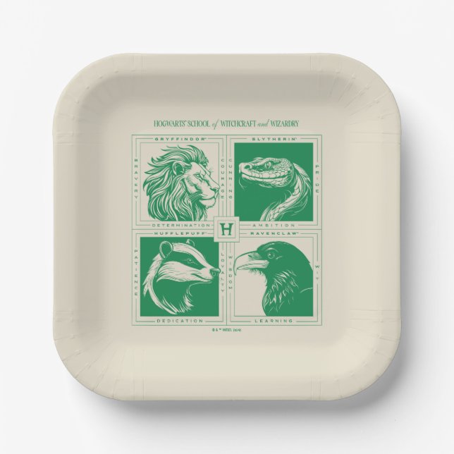 Plato De Papel Cuadrícula de animales domésticos HOGWARTS™ (Anverso)