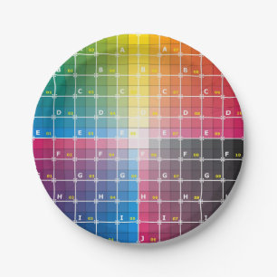 Plato De Papel cuadrícula de color en placas de papel