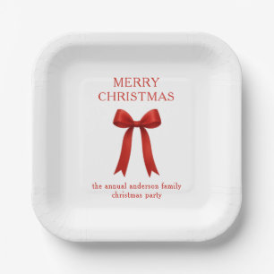 Plato De Papel Cuadrillo rojo amargo Navidad