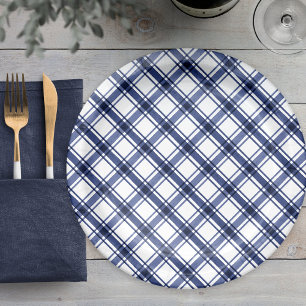 Plato De Papel Cuadro Azul