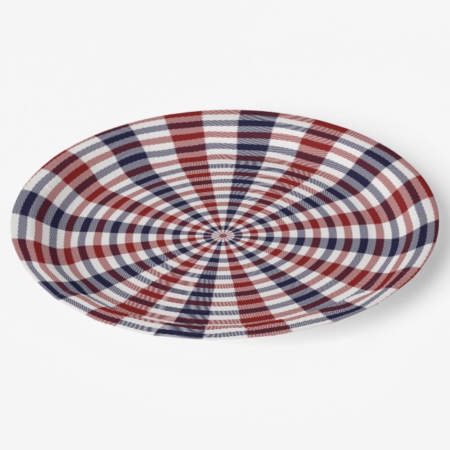 Plato De Papel Cuadro de círculo rojo blanco y azul (Angular)