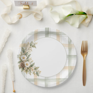 Plato De Papel Cuadro de flores de bosque en acuarela
