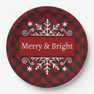 Plato De Papel Cuadro de nieve Merry & Bright 