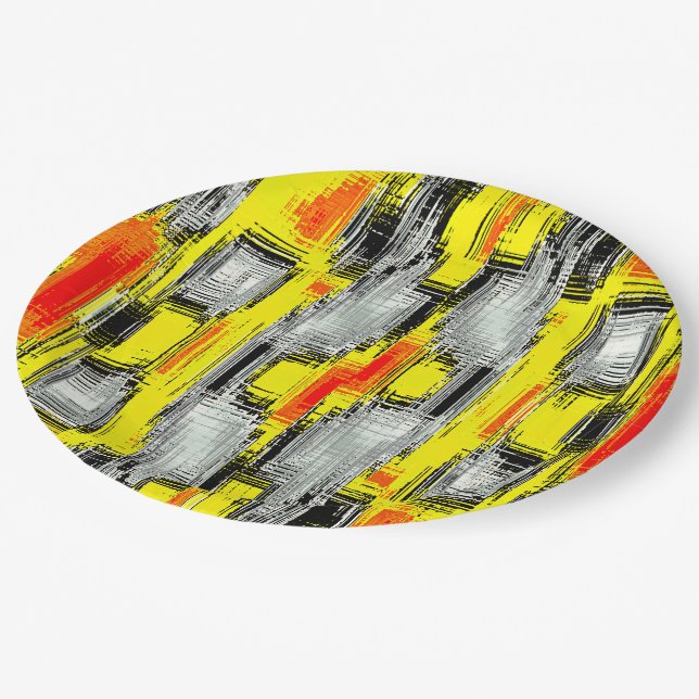 Plato De Papel Cuadros abstractos formados de arañazos sobre amar (Angular)