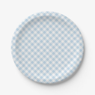 Plato De Papel Cuadros Azules