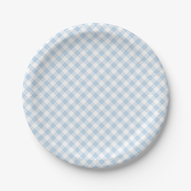Plato De Papel Cuadros Azules (Anverso)