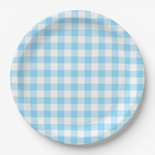Plato De Papel Cuadros Azules Baby