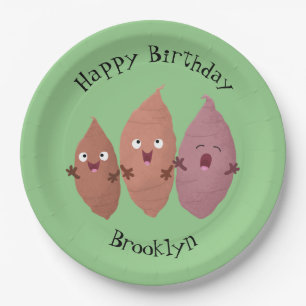 Plato De Papel Cuadros cantando batatas personalizado verduras