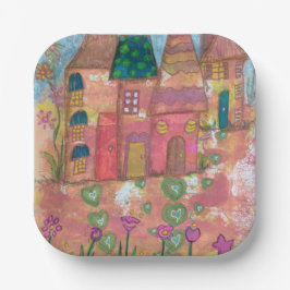Plato De Papel Cuadros de Fiesta de casas singulares