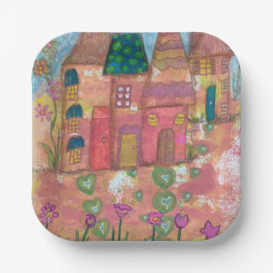 Plato De Papel Cuadros de Fiesta de casas singulares