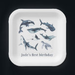 Plato De Papel Cuadros de papel de Ocean Animals<br><div class="desc">Un grupo de hermosos acuarelas oceánicas,  perfecto para su fiesta de cumpleaños con temática náutica.</div>