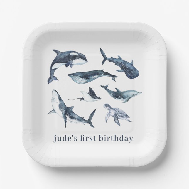 Plato De Papel Cuadros de papel de Ocean Animals (Anverso)