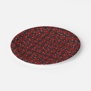 Plato De Papel Cuadros rojos y negros con estrellas