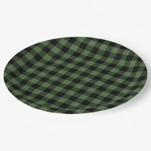 Plato De Papel Cuadros verdes y negros