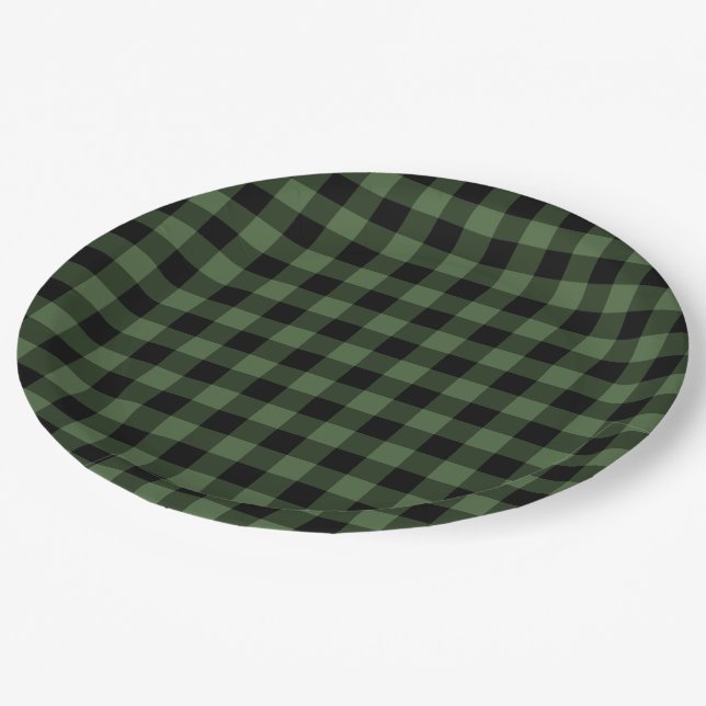 Plato De Papel Cuadros verdes y negros (Angular)