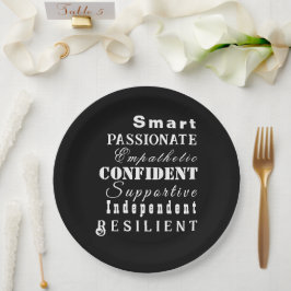 Plato De Papel Cualidades de las grandes mujeres elegantes negro