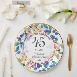 Plato De Papel Cualquier Boda (45) Aniversario de las Bartas de m