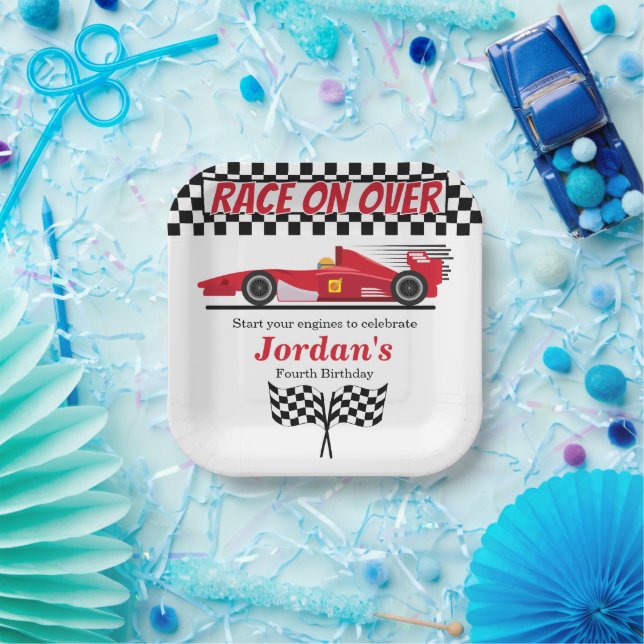 Plato De Papel Cualquier carrera de coche de Fórmula Roja de Cump (Fiesta)