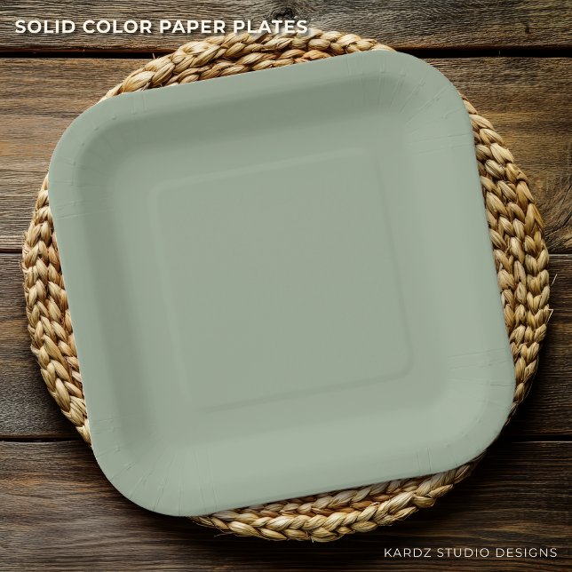 Plato De Papel Cualquier evento Sage Sage Green Paper Plate (The plate is shown in a 9-inch squared shape, 7 inch and Round shape also available. )