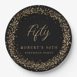 Plato De Papel Cualquier fiesta de cumpleaños de Purpurina de oro