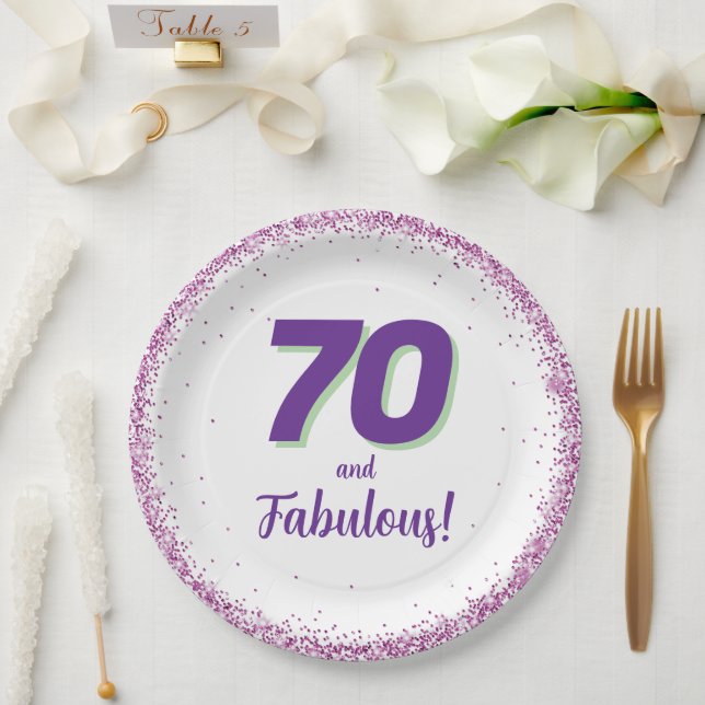 Plato De Papel Cualquier fiesta de cumpleaños número 70 (Boda)