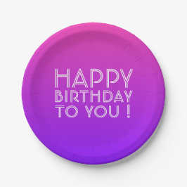 Plato De Papel Cualquier nombre editable Feliz Cumpleaños Pink Pu