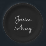 Plato De Papel Cualquier nombre | Guay Editable White Script on B<br><div class="desc">Su nombre o cualquier otro texto con un estilo de escritura elegante.</div>