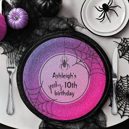 Plato De Papel CUALQUIER Purpurina DE EDAD Glam Spider Halloween 